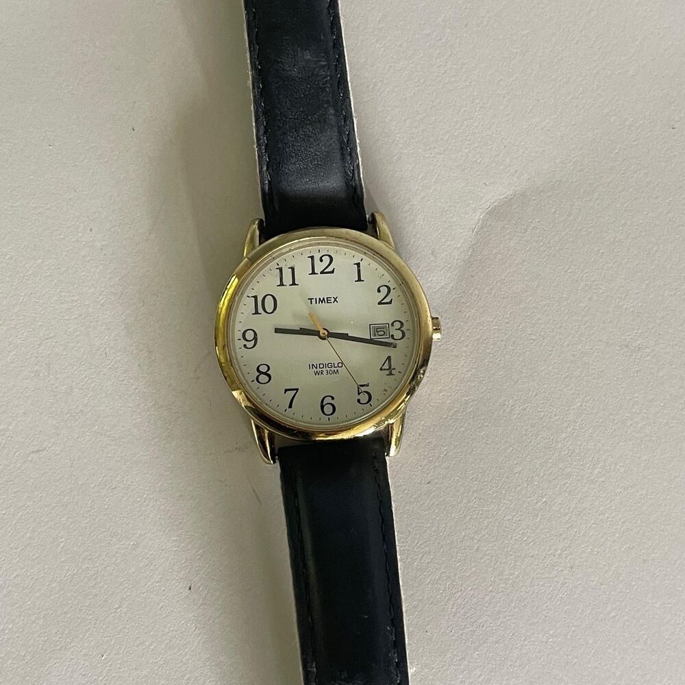 Timex Watch Women Indiglo Gold Tone Black Band No Battery